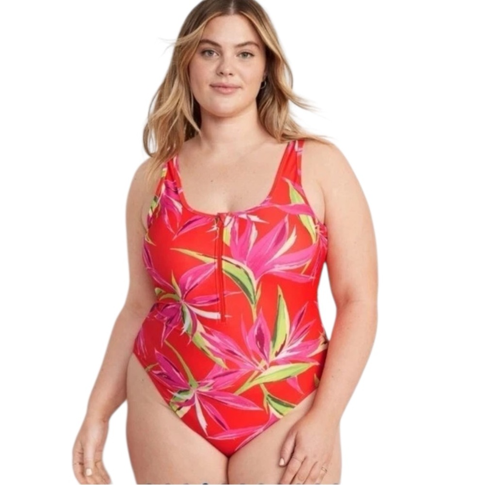Old Navy Half Zip One-Piece Swimsuit – Full Bloom Bliss – NWT (XXL)